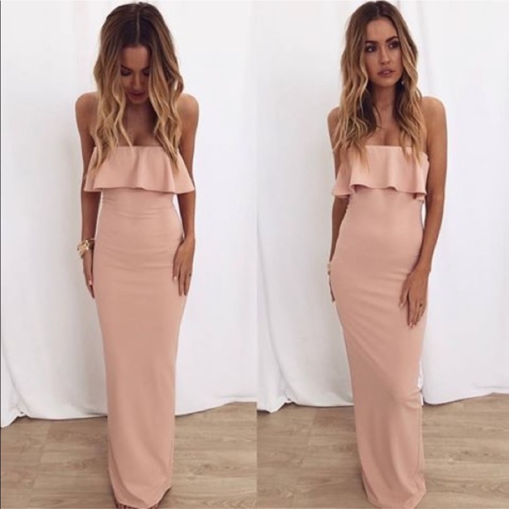 Nookie Hermosa Blush Maxi Dress Gown Revolve XS